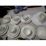 Twenty one piece Royal Doulton octagonal tea set. Not available for in-house P&P