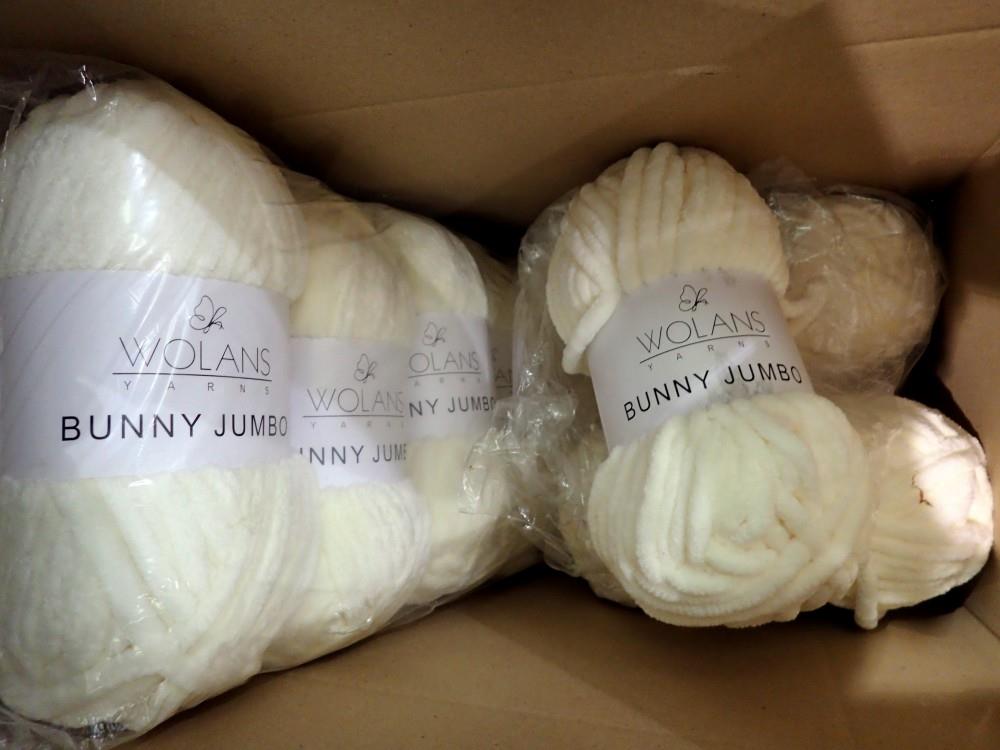 Nine rolls of Rowland Bunny Jumbo super soft polyester wool in cream, 200g, 80 meter. Not