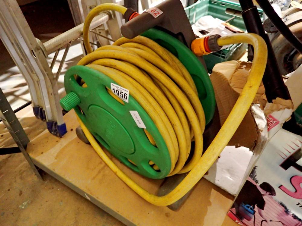 Hozelock hose reel with fittings. Not available for in-house P&P