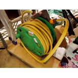Hozelock hose reel with fittings. Not available for in-house P&P
