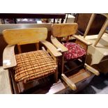Two childrens chairs with upholstered seats. Not available for in-house P&P