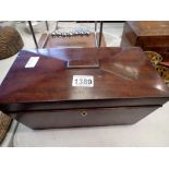 Mahogany sarcophagus tea caddy, with loose internal section, 30 x 14 x 14 H. Not available for in-