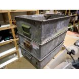 Three galvanised steel boxes, 40 x 30 x 15 cm. Not available for in-house P&P