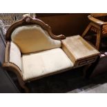 Orchard soft furnishings telephone table with upholstered seat, H: 86 cm, L: 94 cm. Not available