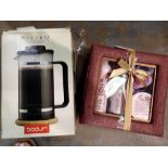 Bodun Cafetiere and a Body Shop gift set. Not available for in-house P&P