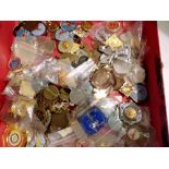 Box of mixed badges and medals including Military. UK P&P Group 1 (£16+VAT for the first lot and £