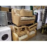 Six piece conservatory wicker furniture set. Not available for in-house P&P
