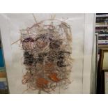 Abstract machine embroidered picture in frame. Not available for in-house P&P