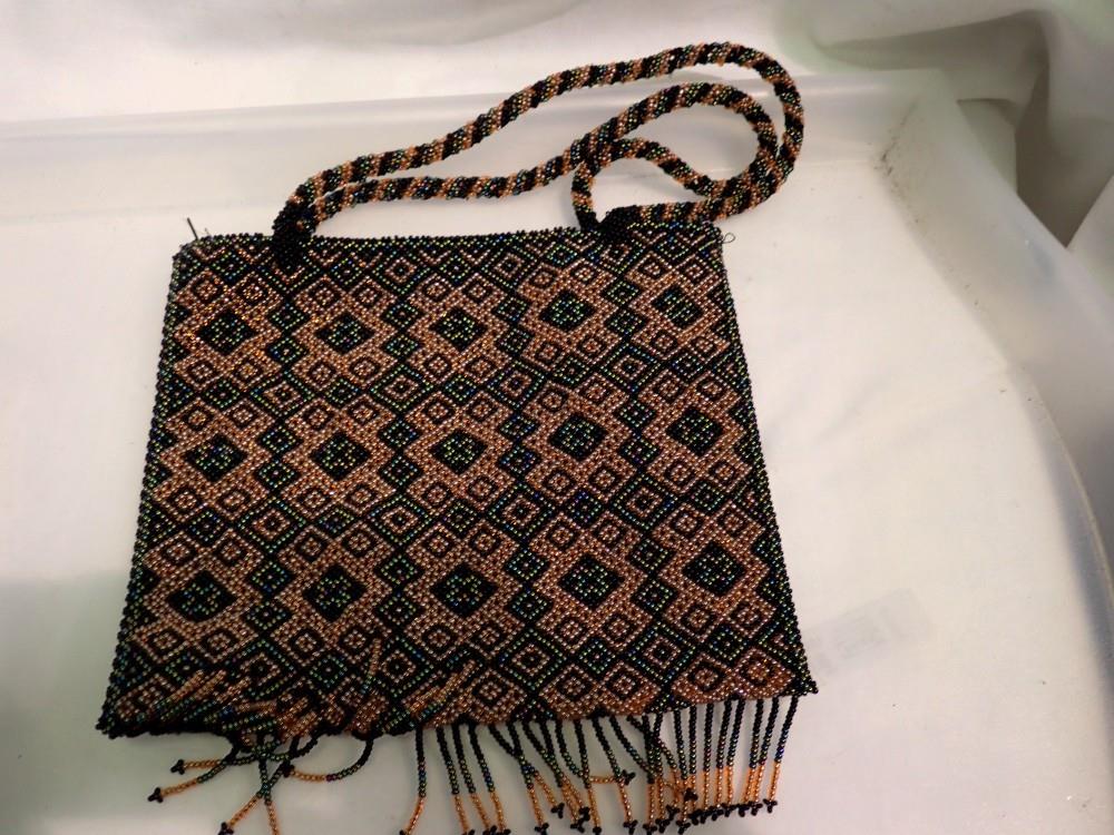 Small beaded bag made by victims of tropical storm Stan, Guatemala. UK P&P Group 1 (£16+VAT for