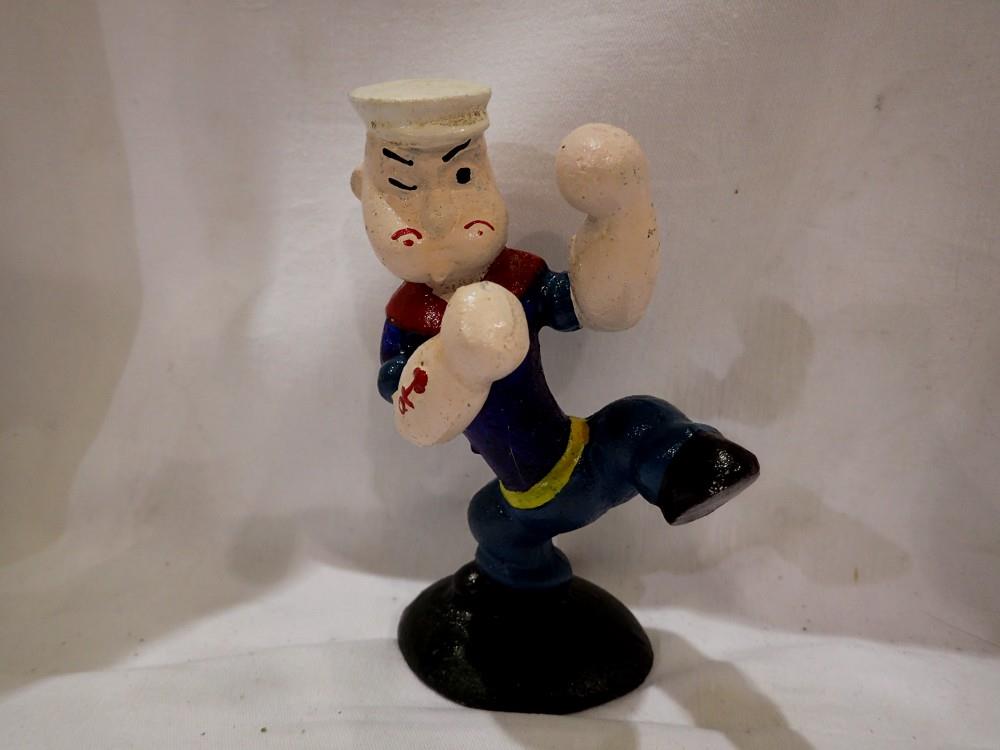 Cast iron Kung Fu Popeye figurine. H:12cm. UK P&P Group 1 (£16+VAT for the first lot and £2+VAT