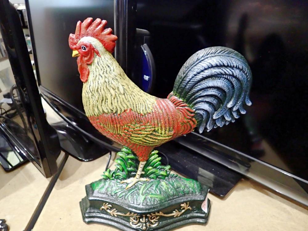 Cast iron cockerel doorstop, H: 26 cm. UK P&P Group 2 (£20+VAT for the first lot and £4+VAT for