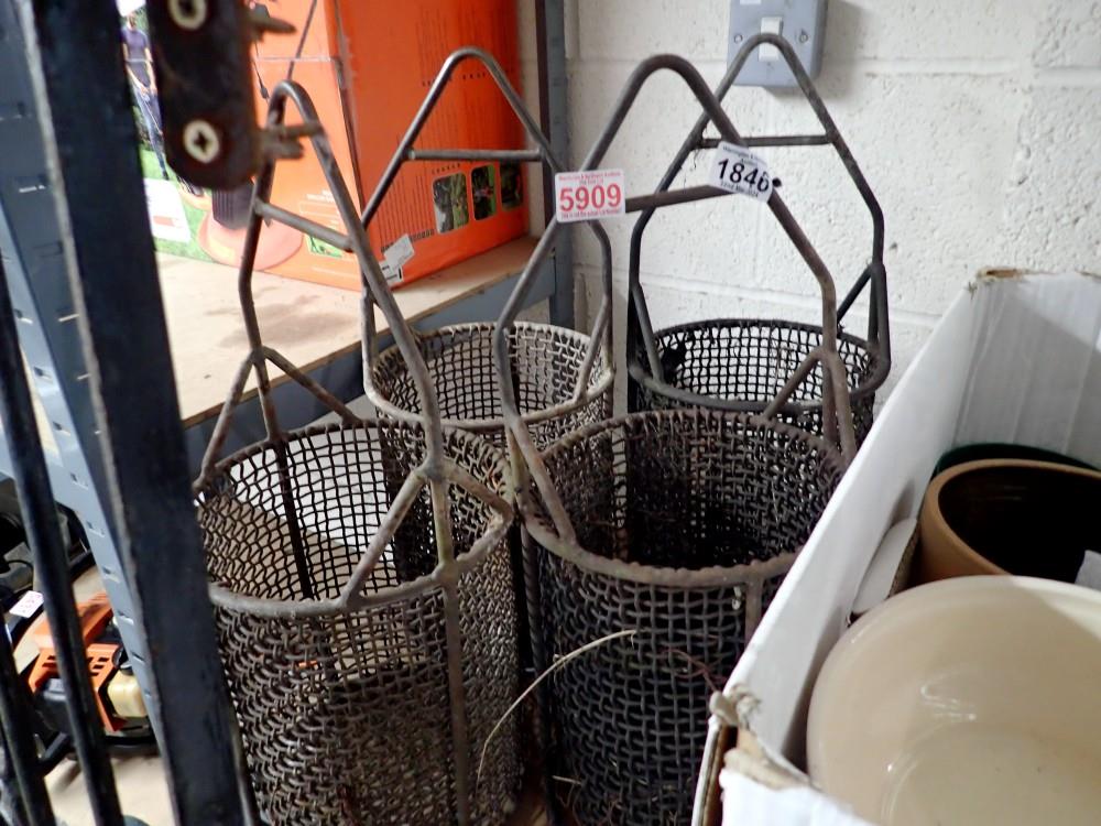 Four galvanised circular heat treating baskets. Not available for in-house P&P