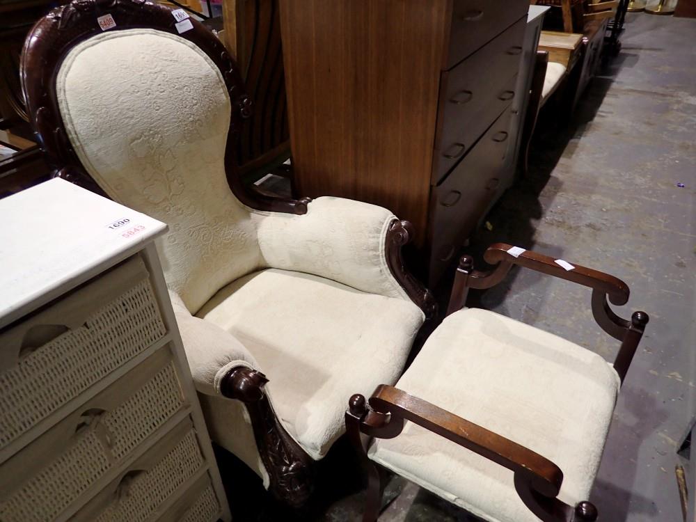 Victorian influenced ladies chair and footstool. Not available for in-house P&P