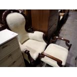 Victorian influenced ladies chair and footstool. Not available for in-house P&P