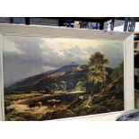 Four framed pictures and prints to include After The Storm by S.R Percy, H: 70 cm, L: 102 cm. Not