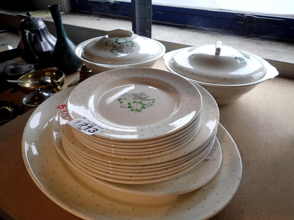 Sixteen piece T.G Green, green and grey dinner set. Not available for in-house P&P