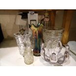 Mixed glassware including soda syphon and cranberry glass. Not available for in-house P&P