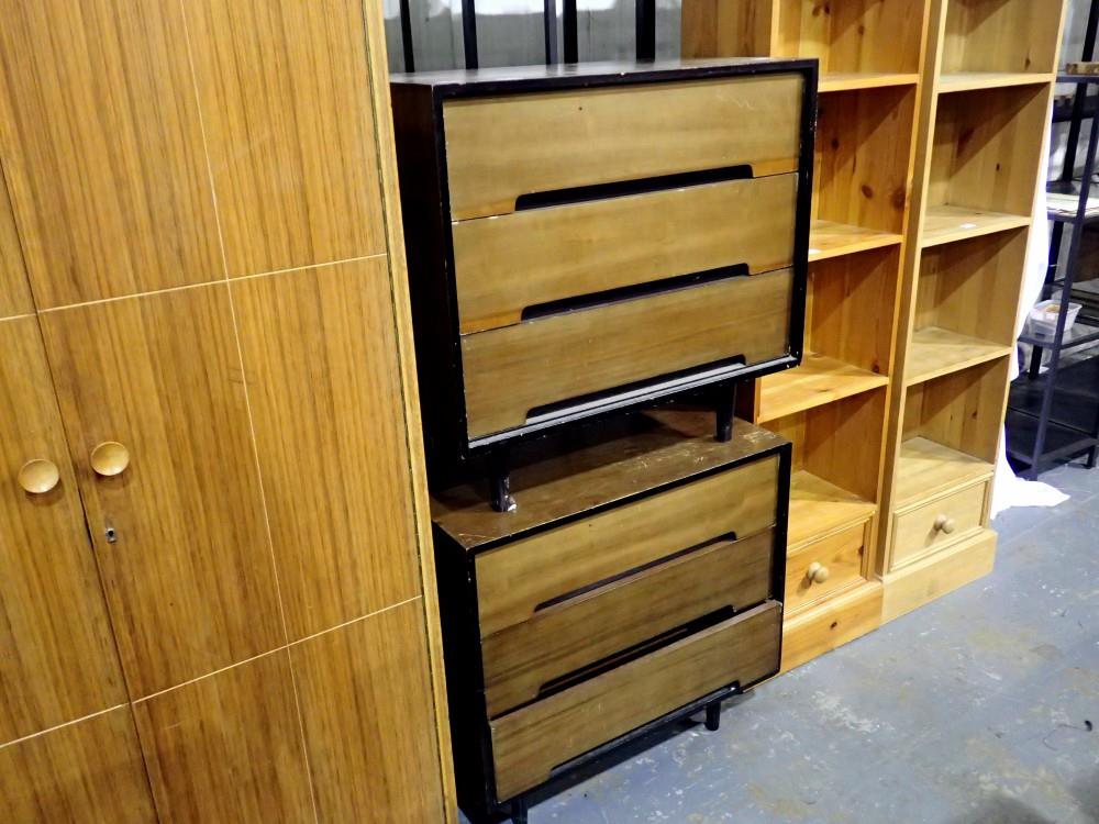 Pair of 1970s Stag three drawer chests, 76 X 46 X 75 cm. Not available for in-house P&P