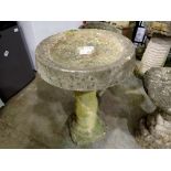 Stone pedestal and birdbath. Not available for in-house P&P