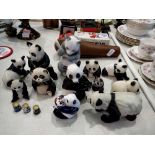 Collection of mixed ceramics pandas including Boehn and Lomonosov. Not available for in-house P&P