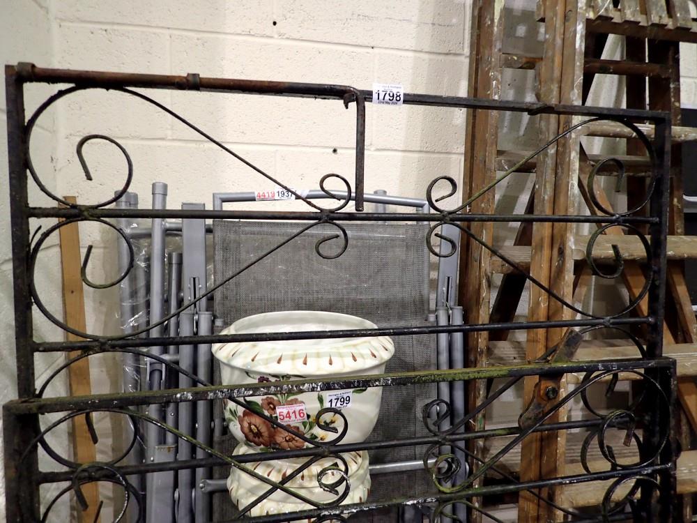 Pair of wrought iron gates each gate 170 x 65 cm with wall brackets. Not available for in-house P&P