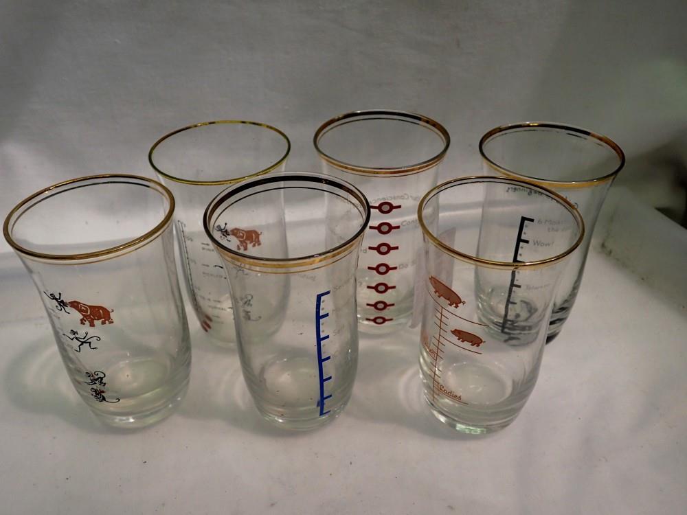 Set of novelty whisky glasses. Not available for in-house P&P