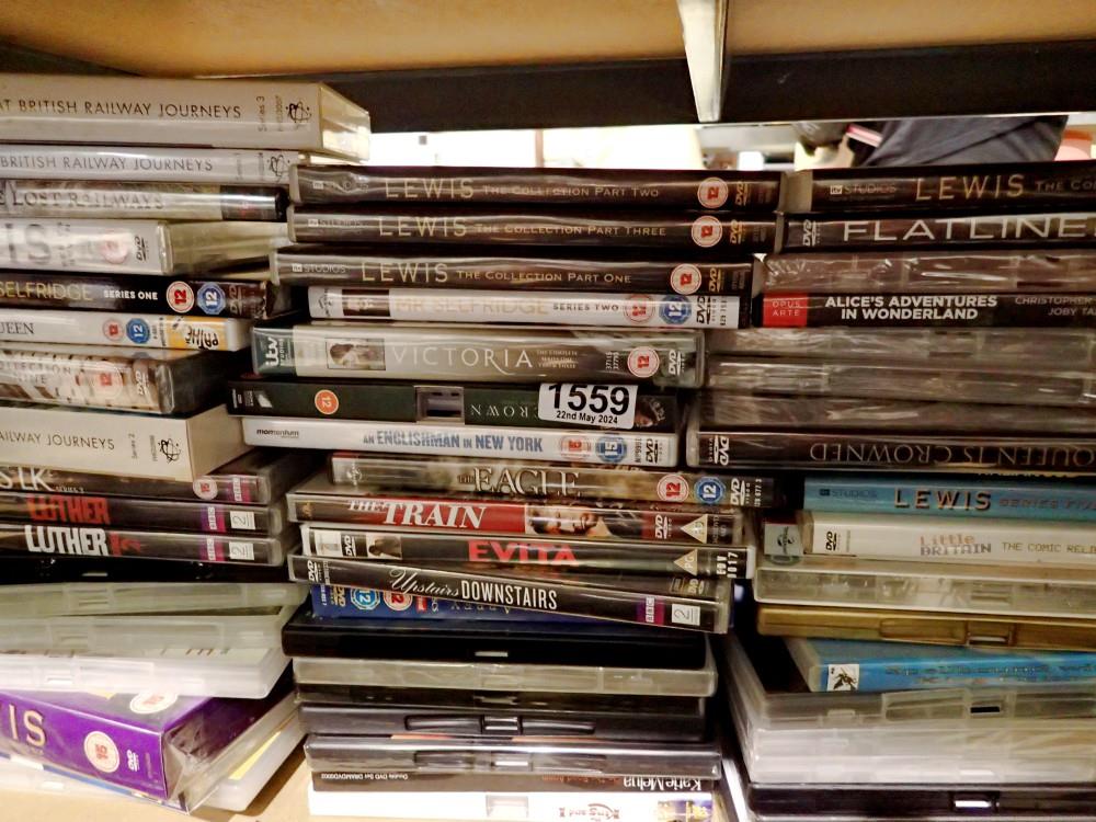 Shelf of DVDs. Not available for in-house P&P