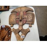 Carved wooden Tribal mask. Not available for in-house P&P