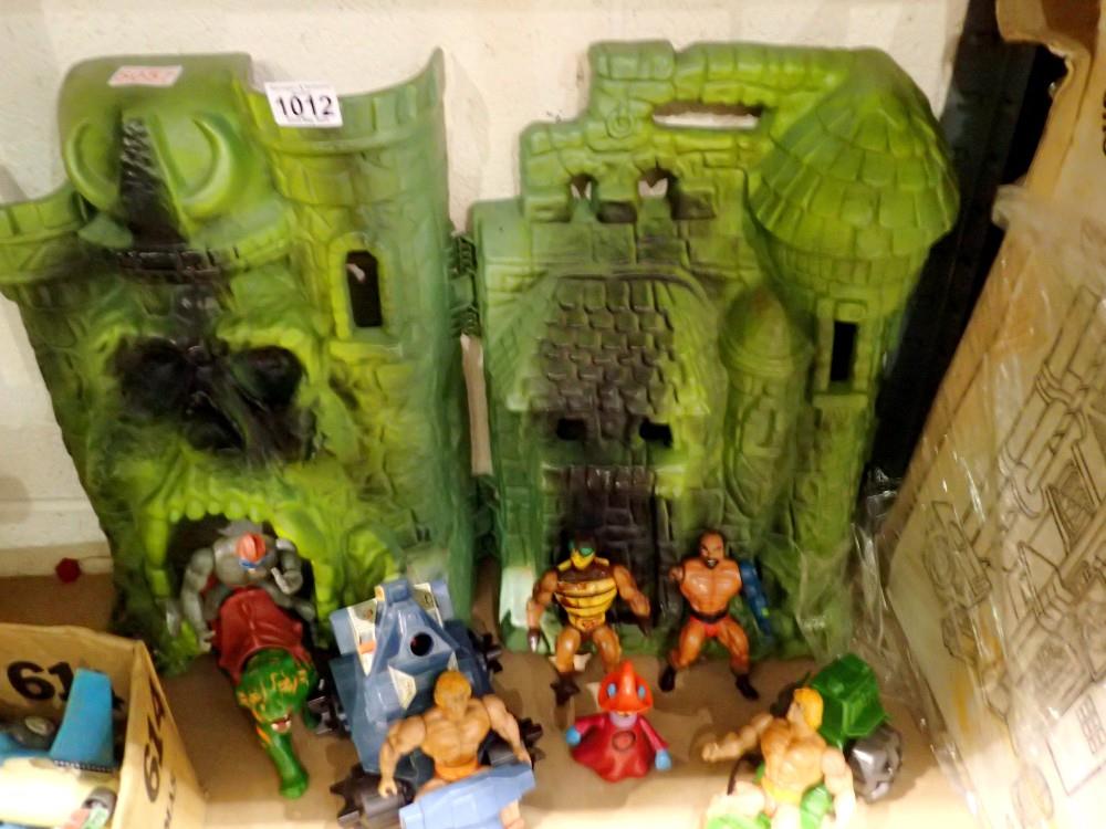 Masters Of The Universe, by Mattell, Castle Greyskull, Road Ripper, Battle Ram and seven figures,