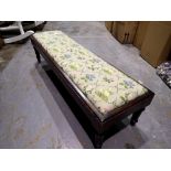 Modern double upholstered stool on turned supports. Not available for in-house P&P