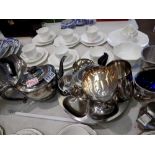 Mixed metal ware including a tea set. Not available for in-house P&P