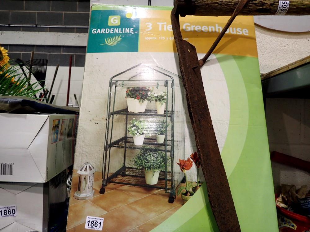 Three tier plastic greenhouse, 125 x 69 x 49 cm. Not available for in-house P&P