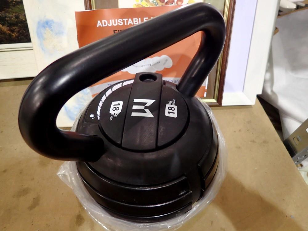 Adjustable kettle bell, 18 kg max. Not available for in-house P&P