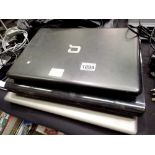 Three laptops, including Toshiba and HP. Not available for in-house P&P