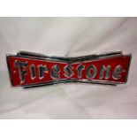 Cast aluminium Firestone Tyres Plaque. W:25cm. UK P&P Group 2 (£20+VAT for the first lot and £4+