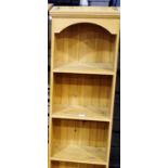 Pine shelves with drawer below, 46 x 28 x 185 cm H. Not available for in-house P&P