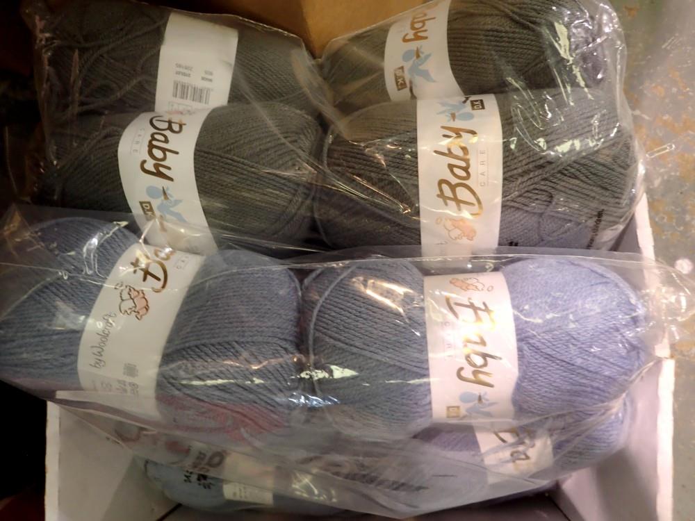 Woolcraft baby care wool 100g balls/300m packs of ten in two colours, blue and grey, twenty balls in