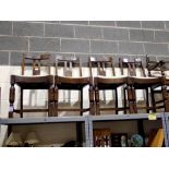 Set of four oak dining chairs with drop in seats. Not available for in-house P&P