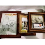 Three signed, framed, Dr Who pictures. Not available for in-house P&P
