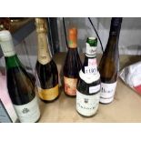 Five white wine bottles. Not available for in-house P&P