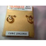 Pair of 9ct gold CZ set earrings. UK P&P Group 1 (£16+VAT for the first lot and £2+VAT for