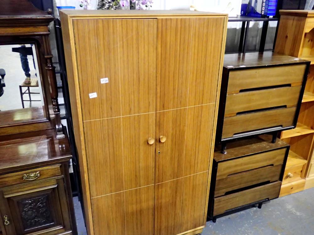 Mid century Meredew Furniture medium wood wardrobe, 92 x 54 x 184 cm H. Not available for in-house