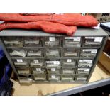 Unit of twenty four trays for nuts and bolts and welder gloves. Not available for in-house P&P