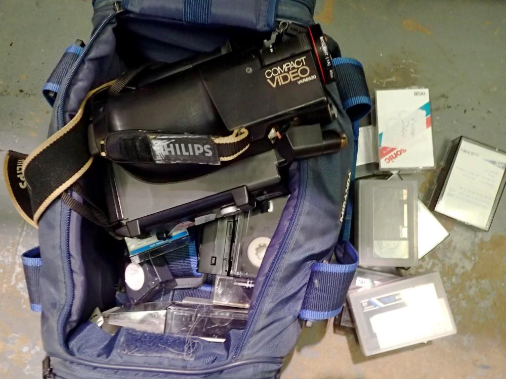 Philips CCD compact video camera VKR6830 in carry case with tapes. Not available for in-house P&P