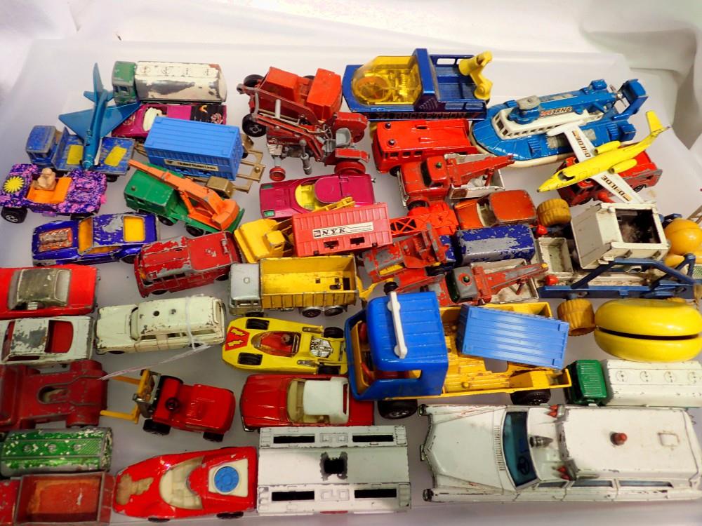 Forty play worn diecast models to include Dinky Toys and Yo-Yo. Not available for in-house P&P