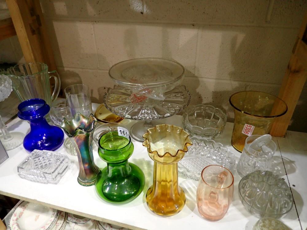 Shelf of mixed glassware. Not available for in-house P&P