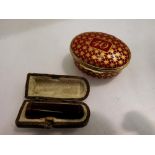 Halcyon Days enamelled patch box, and a cased cheroot holder. UK P&P Group 0 (£6+VAT for the first