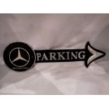 Cast iron Mercedes parking arrow. W:40cm. UK P&P Group 2 (£20+VAT for the first lot and £4+VAT for