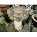 Stone pedestal bird bath. Not available for in-house P&P