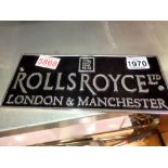 Cast aluminium Rolls Royce dealer plaque. W:25cm. UK P&P Group 2 (£20+VAT for the first lot and £4+